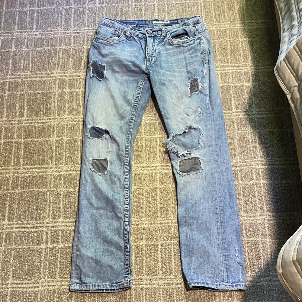 Buckle Light Blue Distressed Men's Jeans